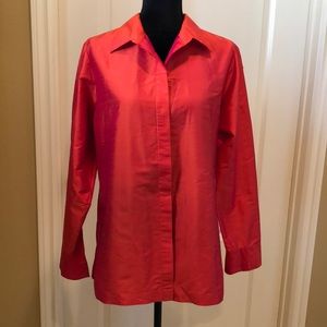 Coldwater Creek coral silk taffeta blouse size M